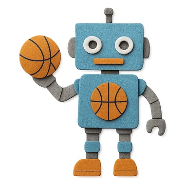 a basketball robot, paper craft style sticker