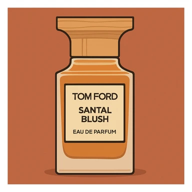 Flat toon style illustration of Tom Ford santal blush perfume  sticker