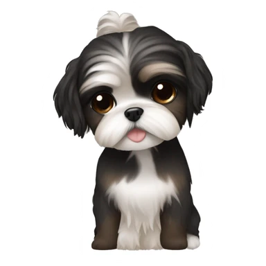 Shih tzu black held by girl with light skin and dem brown hair  sticker