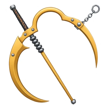 make japan weapon named "kusarigama" like hoe with chain and ball at the end of chain sticker