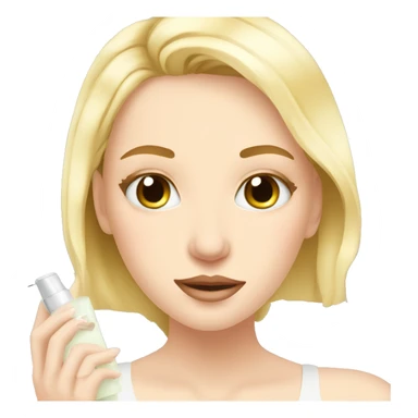 blonde girl with pale skin doing skincare in front of mirror  sticker
