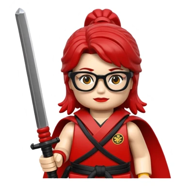 lego Samurai with glasses, Warrior in red samurai armor, female, with katana sticker