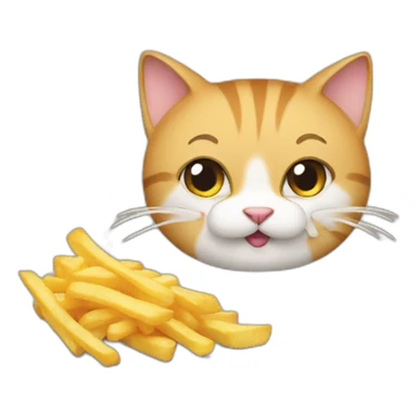 cat eating fries sticker