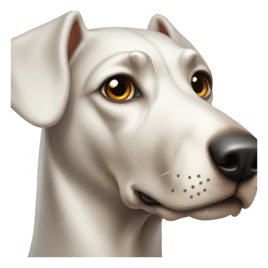 White Doberman with a ban nickname on his head sticker