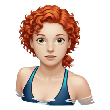 22-year-old white female athlete swimmer with curly red hair about to enter a pool sticker
