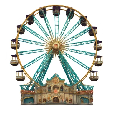 highly detailed vintage rococo ferris wheel sticker