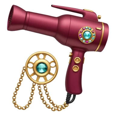 burgundy blow dryer covered in jewelry sticker