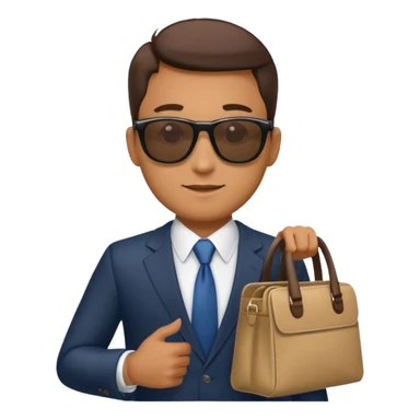 a businessman with sunglasses and a bag in his arm sticker