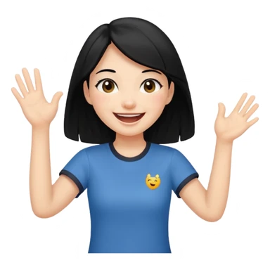 girl with black hair in short sleeves cheering going home sticker