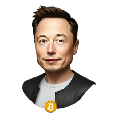 Elon Musk with Bitcoin logo sticker