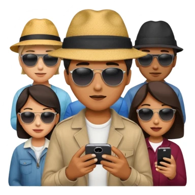 person searching something with iphone and people around sticker