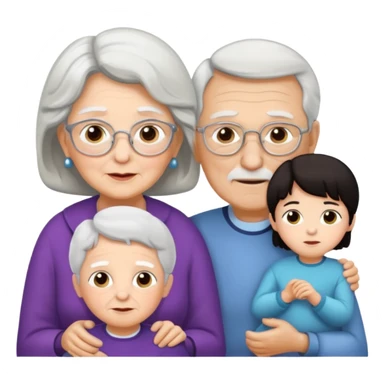 All white grandma and grandpa. The kids should have dark hair sticker