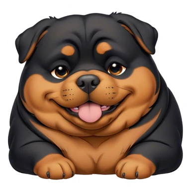Cinematic Meme-Worthy Chubby Sleeping Rottweiler Portrait Emoji, Head resting peacefully with a contented smile, featuring a delightfully chubby build and a luxuriously soft black and tan coat, eyes shut in a serene nap, Simplified yet hilariously adorable features, highly detailed, glowing with a soft, drowsy light, high shine, relaxed and utterly lovable, stylized with an air of playful laziness, bright and endearing, soft glowing outline, capturing the essence of a comically sleepy guardian, so meme-worthy it feels like it could instantly become the next viral sensation of adorable slumber! sticker