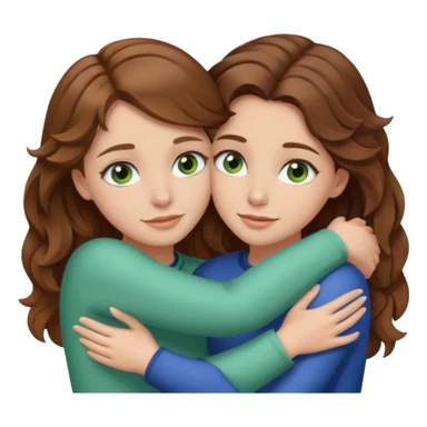 make me and my best friend togheter i have brown hair that falls on my shoulders and brown eyes and she has really long wavy light brown hair and green/blue eyes we are hugging or taking a selfie  sticker