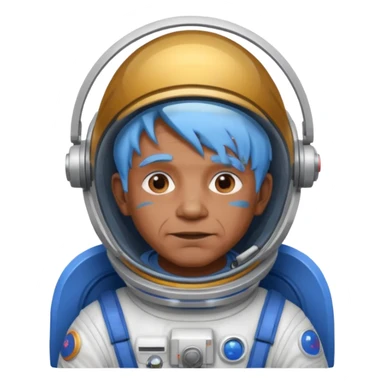old man, brown skin astronaut with blue hair sticker