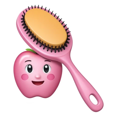 light pink hairbrush apple emoji style sticker