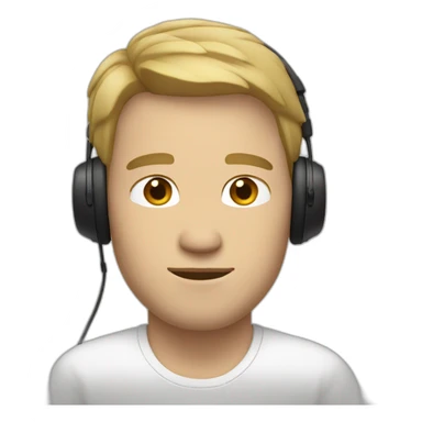 WHITE MAN WITH DARK BLONDE LOW HAIR, RELAXED FACE, CLOSED EYES AND A BLACK HEADPHONE sticker