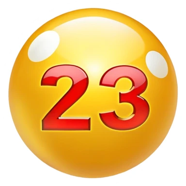 golden billiard ball with the number 23 in a glowing neon style sticker