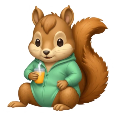 squirrel in acorn pajama suit snoring sticker