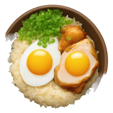 chicken thigh rice bowl with two eggs sticker
