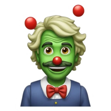 Eugenio Derbez clown with green air anda red nose sticker