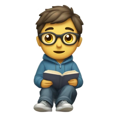 A boy reading a book at part in the morning with text "Gadget Lab" sticker