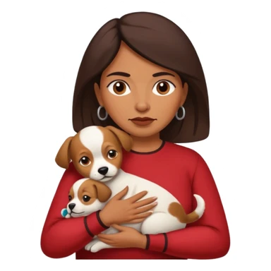 middle age mexican woman with puppy showing passion - strong and barely controllable emotion sticker