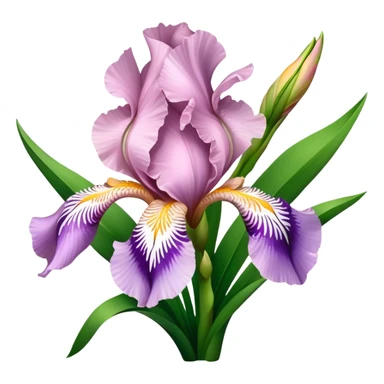 big bouquet Soft Pink Iris, luxuriant, leaf, bud sticker