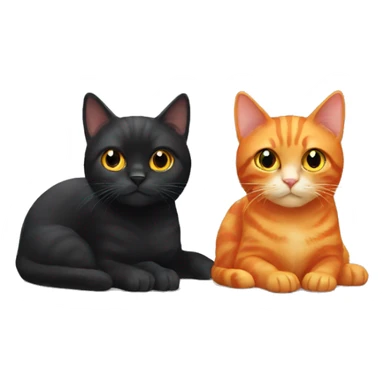Orange cat and black cat together sticker