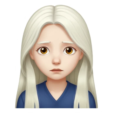 Pale girl with long white hair sad sticker