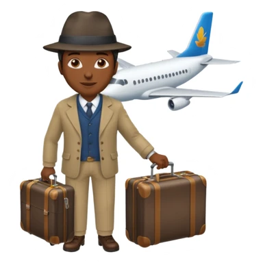 Visage homme créole réunionnais avec chapeau arrive avion sticker