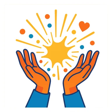 open hands releasing light projecting feelings and emotional energy sticker