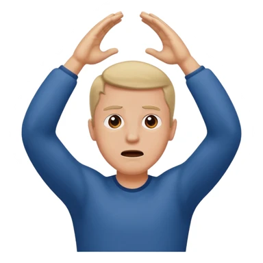 man backing down from argument with arms up sticker