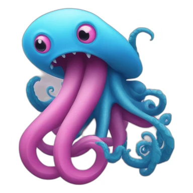 a blue kraken that rocks  to another pink kraken sticker