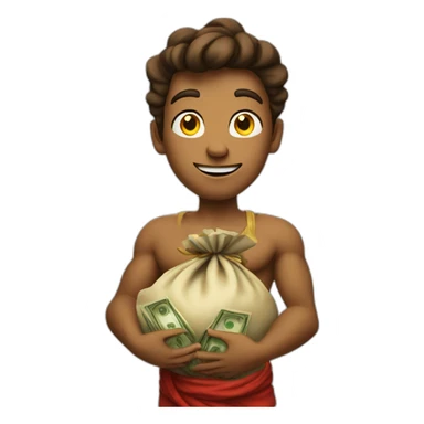 genie holding the big sack of money sticker