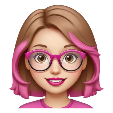 smiling girl with glasses and pink big lips light brown hair and eyes sticker