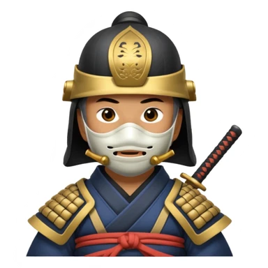 Samurai with helmet and a mask covering their mouth sticker