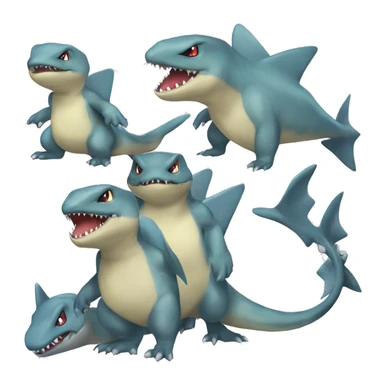 Sharpedo-Charmeleon-Gible-Larvitar-Fakémon Full Body sticker