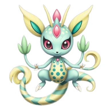 zig-zag-patterned tribal tropical hot polka-dotted Meloetta-Celebi-Giratina-Noibat-Pokémon-Fakémon-fusion-hybrid-creature sticker