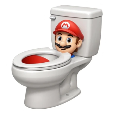 Mario's neck and head only sticking out of a white toilet sticker
