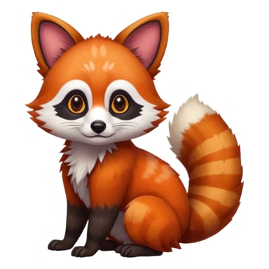 Realistic scaly 4-legged quadrupedal Red-Panda-Munchkin-Kitten-Lemur-Raccoon-Dog-Red-Fox-animal-fusion-hybrid, Full body sticker
