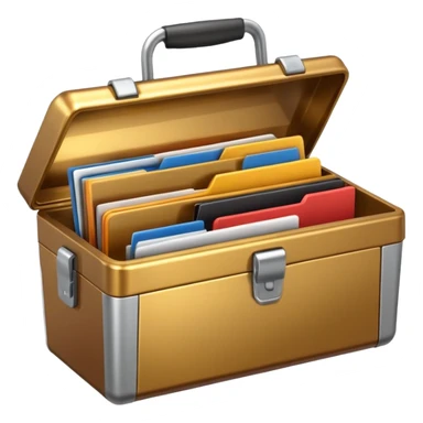 3D Brown golden toolbox filled with files sticker
