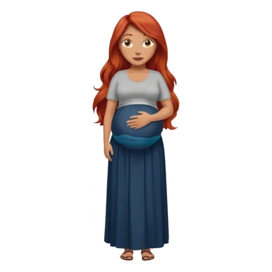 Make a strong women with long red hair, pregnant with maxi skirt, pretty and grown up, tanner sticker