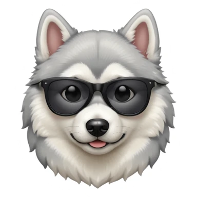 white/grey husky dog with black dark sunglasses sticker