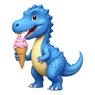 Blue dinosaur with ice cream  sticker