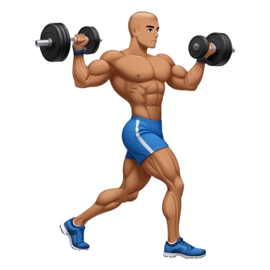 side-view bodybuilder dumbbell lunges sticker