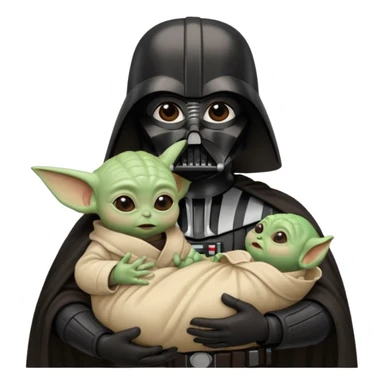 Darth Vader holding baby Yoda sticker