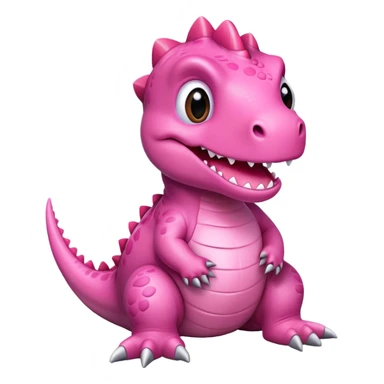Cute dino in pink color sitting and smilling sticker