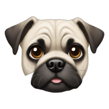 A pug cross bred with a schnauzer with fully white furr and brown eyes sticker