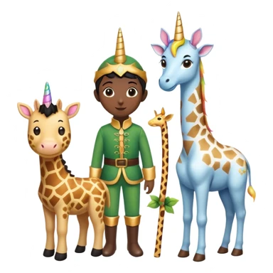 Black Labrador with uni corn elf on a shelf giraffe and a elf sticker